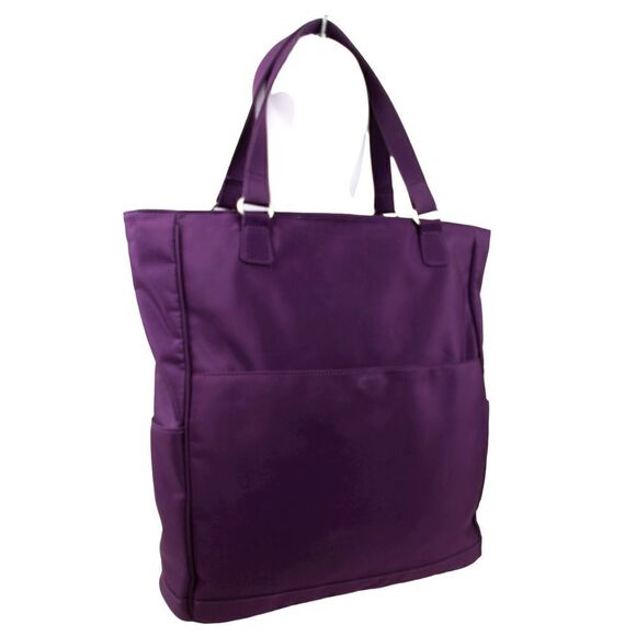 LARGE ELLINGTON PURPLE NYLON DOUBLE HANDLES SHOULDER BAG HANDBAG TOTE HOBO PURSE - Picture 9 of 16